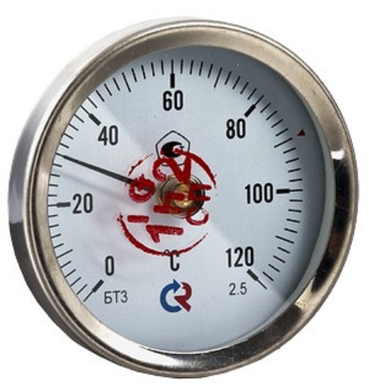 Термометр накладной биметаллический БТ-30 0-120 °С 1/2" РОСМА
