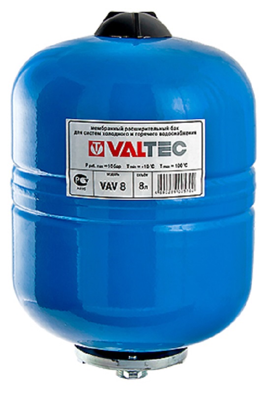 Мембранный бак для водоснабжения горизонтальный 24 л VALTEC синий