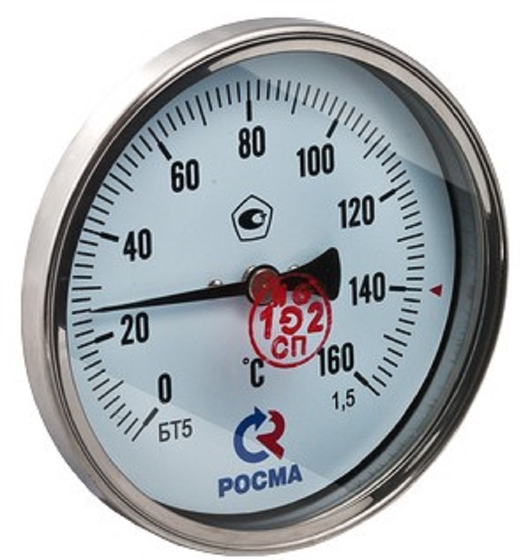 Термометр с задним подключением БТ-51 0-120 °С  D100 1/2" РОСМА